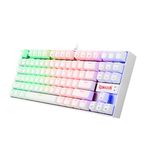 Redragon K552W-RGB 60% Mechanical Gaming Keyboard Compact 87 Key Mechanical Computer Keyboard KUMARA USB Wired Cherry MX Blue Equivalent Switches for Windows PC Gamers (White RGB Backlit)