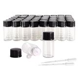 AGENIZ 50PCS 3ml Clear Glass Vials,Small Liquid Sample Bottle with Screw Caps and Plastic Stoppers,for Travel Mini Essential Oil Bottle, Sample Perfume Bottles