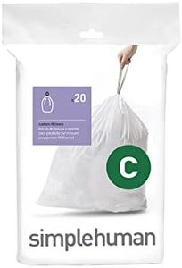 simplehuman Custom Fit Trash Can Liner C, 10-12 Liters / 2.6-3.2 Gallons, 20-Count