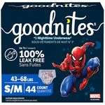 Boys Bedwetting Disposable Night Time Underwear, Overnight Training Pants, Goodnites, S/M, 44 Ct