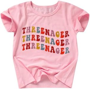 ZOELNIC 3rd Birthday Shirt Baby Girls Three Year Old Tops Third Birthday T-Shirt Clothes Outfit (3T, Light Pink)