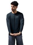 TECHNOSPORT Mens Slim Fit T-Shirt with Long Sleeve for Gym, Workout & Sports with Antimicrobial Properties - (MTOR17DCN_Dark Carbon_2XL)