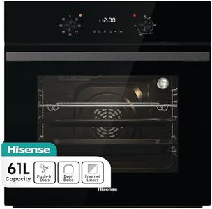Hisense BI62220ABGUK - Built-in 61L Electric Single Oven with LED Display, Programmable Timer- Black - 530x595x595 mm (DxWxH) - A Rated, Extra Large
