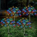 Lewondr Firework Solar Garden Lights, 120 LED Solar Firework Lights with 8 Lighting Modes, Waterproof Sparkler Starburst Solar Lights Outdoor for Yard Porch Patio Backyard, 4 Pack