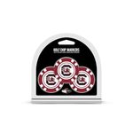 Team Golf NCAA South Carolina Gamecocks 3 Pack Golf Chip Ball Markers, Poker Chip Size with Pop Out Smaller Double-Sided Enamel Markers