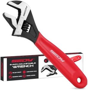 6" Adjustable Wrench Pipe Spanner: Wide Jaw Black Oxide Wrench With Cushion Grip, Laser Marked Metric & SAE Scales, CR-V Steel, for Professionals