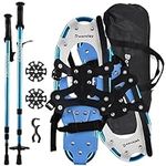 Doorslay 5-in-1 Snowshoes for Men Women Youth Kids, 21/25 Inches Lightweight Aluminum Alloy All Terrain Snowshoes for Hiking, with Trekking Poles, Snow Baskets, Storage Clip and Carrying Tote Bag