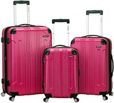 Rockland London Hardside Spinner Wheel Luggage, Pink, 28-24-20-Inch