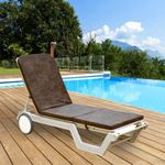 ITALICA Plastic Sunlounger with Cushion/Beach Lounger with Wheels/Glossy Plastic Sunlounger for Garden, Poolside & Terrace/Swimming Pool Chair for Balcony, with Cushion (8103, White)