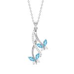 Clara 925 Sterling Silver Butterfly Pendant Chain Necklace | Rhodium Plated, Swiss Zirconia | Gift for Women and Girls