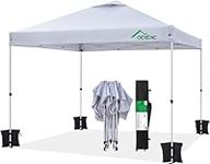 Acepic 10x10 Pop Up Canopy Tent,300D Silver-Coating Top,1-Person Setup Pop Up Canopy Tent Instant Portable Shelter with 1-Button Push and Wheel Carry Bag, Bonus 8 Stakes and 4 Canopy Weights (White)