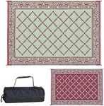 Stylish Camping 116095 6-feet by 9-feet Reversible Mat, Plastic Straw Rug, Large Floor Mat for Outdoors, RV, Patio, Backyard, Picnic, Beach, Camping (Burgundy/Beige)