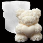 RKG Bear Candle Mold Animal Mold Bear Resin Mold Clay Mold Bear Mould Bear Silicone Candle Mold Decorated Pillar Candle Mould Teddy Mould (Rose Teddy Mold 6CM)