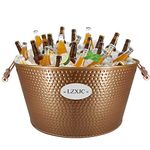 9 Gallons Gold Large Ice Bucket,Ice Bucket for Cocktail Bar,Ice Buckets for Parties,Galvanized Tub,Large Beverage Tub for Home Kitchen Outdoor