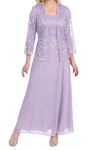 Plus Size Mother of The Bride Dresses with Jacket 2 Piece Long Sleeve Mother of Groom Formal Dresses, Lilac, 10