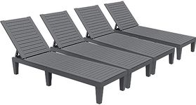 YITAHOME Outdoor Chaise Lounge Chairs Set of 4 with Adjustable Backrest, Sturdy Loungers for Patio & Poolside, Easy Assembly & Waterproof & Lightweight with 265lbs Weight Capacity, Dark Grey