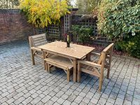 STAFFORDSHIRE GARDEN FURNITURE | 6FT GARDEN TABLE SET (STRAIGHT EDGE) INCLUDING 2 CHAIRS & TWO FORM BENCHES