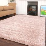 Modern Super Soft Light Pink Shaggy Shag Area Rug Thick Lounge Living Room Bedroom Nursery Mat Carpet Blush Rugs 120cm x 170cm