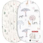 Gllquen Baby Bassinet Crib Sheets Set, Breathable Cozy Fitted Mattress Sheet, Elastic Travel Crib Fashionable Floral Pattern, Standard Cradle Safe Sheets for Baby Boy Girls 32"X16" (Forest)