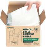 Lunderg Recycled Commode Liners - 250 Environment Friendly Portable Toilet Bags - Medical Grade Bedside Commode Liners Disposable - Universal Fit & Easy to Use - Absorbent Pads NOT included