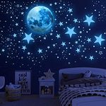 Glow in The Dark Stars for Ceiling,Glow in The Dark Stars and Moon Wall Stickers,1108 Pcs Ceiling Stars Glow in The Dark Decals Kids Wall Decors, Perfect for Kids Bedroom Nursery Living Room-Sky Blue