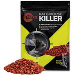 Ratkil Rat & Mouse Killer Poison Grain (6x25g) Rat Poisoning Strongest Maximum Strength - Fast Acting, All-Weather, Whole Wheat Bait Sachets For Rodent Control