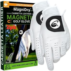Golf Glove – Voted #1 for Comfort at The Professional Golf Merchandise Show in Orlando – Premium Cabretta Leather, Magnet-Driven Airflow to Stay Dry Between Shots (2pk M/L)