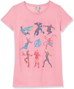 Marvel Girls' Little, Big Character Collage T-Shirt, Pink, X-Large