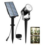 T-SUNUS Solar Garden Spot Lights, LED Solar Light Outdoor Waterproof Auto ON/Off for Garden, Driveway, Pathway, Pool Area, Christmas Decorations(White 6000K)