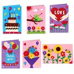 Card Making Kits Pack of 6, Art and Craft Non-Woven Greeting Cards DIY Handmade Folded Stereoscopic Greeting Gift Cards for Birthday, Party, Mother’s Day, Teachers' Day