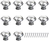 Longsing Door Knobs Drawer Cabinet Knobs 10PCS 35mm Diamond Glass Crystal Drawer Pulls with Screw for Home Office