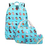 Abshoo Lightweight Cute Dog Backpacks For School Kids Boys Girls Backpack With Lunch Bag (Set Dog Teal)