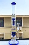 RORA Glass Bong Tree Dome and Bird Collar Percolator Glass Pipe Bongs 18.8mm Bowl Waterpipe 16" Tall (Blue)