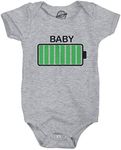 Baby Battery Fully Charged Funny Newborn Infant Creeper Bodysuit for Newborn Funny Baby Onesies Novelty Onesie Light Grey 18 Months