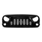 Angry Bird Style Front Grille for 2007-17 Jeep Wrangler JK - Gloss Black Grill Grilles with Mesh