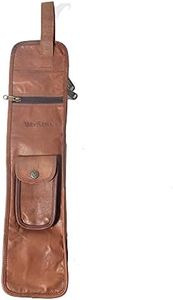 WerKens Leather Drumstick Bag Floor Tom Hooks Holds 4-5 Pairs Drum Sticks Mallets Brushes Percussion Drum Stick Bag Easy Carry Handles Drummer Gift (Brown) – DSB007