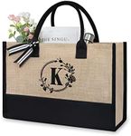 TOPDesign Initial Jute/Canvas Tote 