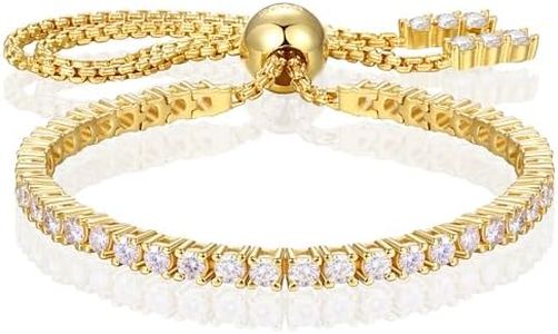 Moissanite Tennis Bracelet, 1.52ct-7.76ct Diamond Bracelets for Women, 18K White Gold Plated S925 Sterling Silver Adjustable Tennis Bracelets, D Color VVS1 Round Brilliant Cut Lab Created Moissanite