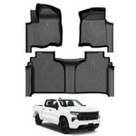 Cacartist Floor Mat Custom Fit for 2019-2024 Chevrolet Silverado 1500/GMC Sierra 1500 & 2020-2024 Chevy Silverado/GMC Sierra 2500HD/3500HD Crew Cab with Rear Underseat Storage Box, Front Bucket