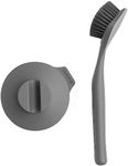 Brabantia 117589 Dish Brush with Suction Cup Holder, Dark Grey, 11 x 23.5 x 6 cm