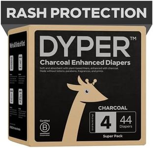 DYPER - Charcoal Enhanced Day & Overnight Disposable Baby Diapers - Made with Plant-Based* & Honest Ingredients, Hypoallergenic for Sensitive Skin - Size 4, (44 Count)