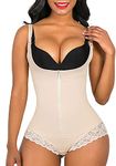 SHAPERX Women Shapewear Tummy Control Fajas Colombianas Open Bust Slimming Body Shaper Shaping Bodysuit, UK-SZ7200-Beige-XS