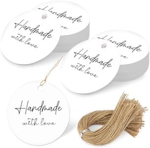 SallyFashion 120PCS Handmade Gift Tags, Round Gift Tags Paper Tags with String Circle Labels for Bridal Shower Birthday Party 2 Inch