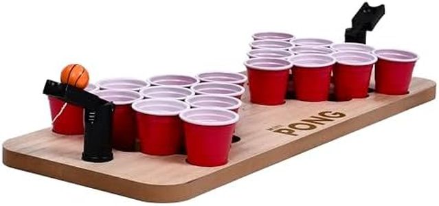 MEANT2TOBE MeantToBe Mini Beer Pong Table Set of 29 - Drinking Games for Party - includes 25 Shot Cups, 2 Plastic Shooters, 1 Ball and 1 Solid Wooden Board - Party Game for Beach and Pool