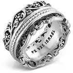Paz Creations 925 Sterling Silver Spinner Rings for Women - Artisan Jewelry Band Fidget Rings, Women Boho Statement Rings, Handcrafted & Vintage Style Meditation Ring - Gift Ready, Silver, Size 7