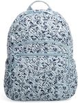 Vera Bradley Women's Microfiber Campus Backpack, Perennials Gray - Recycled Cotton, One Size