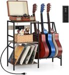 Guitar Stand, Guitar Rack with 3 USB Ports and 2 AC Outlets Guitar Stands Floor Electric Guitar Accessories with 3-tier Storage Shelf Guitar Holder for Guitar Amp Picks Accessories, Grey