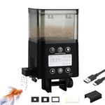 Podazz Automatic Fish Feeder - USB Rechargeable 320ML Large Capacity Aquarium Fish Food Dispenser with LCD Display, Moisture Proof Electric Timer Feeder of Fish Tank for Vacation Weekend Holiday