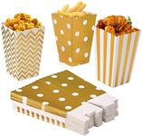 Czemo Popcorn Bags Papcorn Bags Popcorn Boxes for Party Snacks, Candy, Popcorn and Gifts 36 Pieces (Gold)