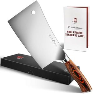 TUO Meat Cleaver - Heavy Duty Meat Chopper - High Carbon German Stainless Steel Butcher Knife - Pakkawood Handle Kitchen Chopping Knife - Gift Box - 7 - Fiery Phoenix Series